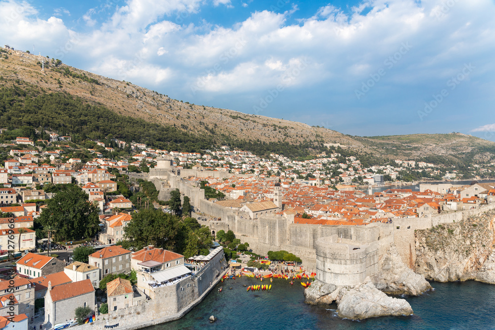 Dubrovnik scenic view over the city walls