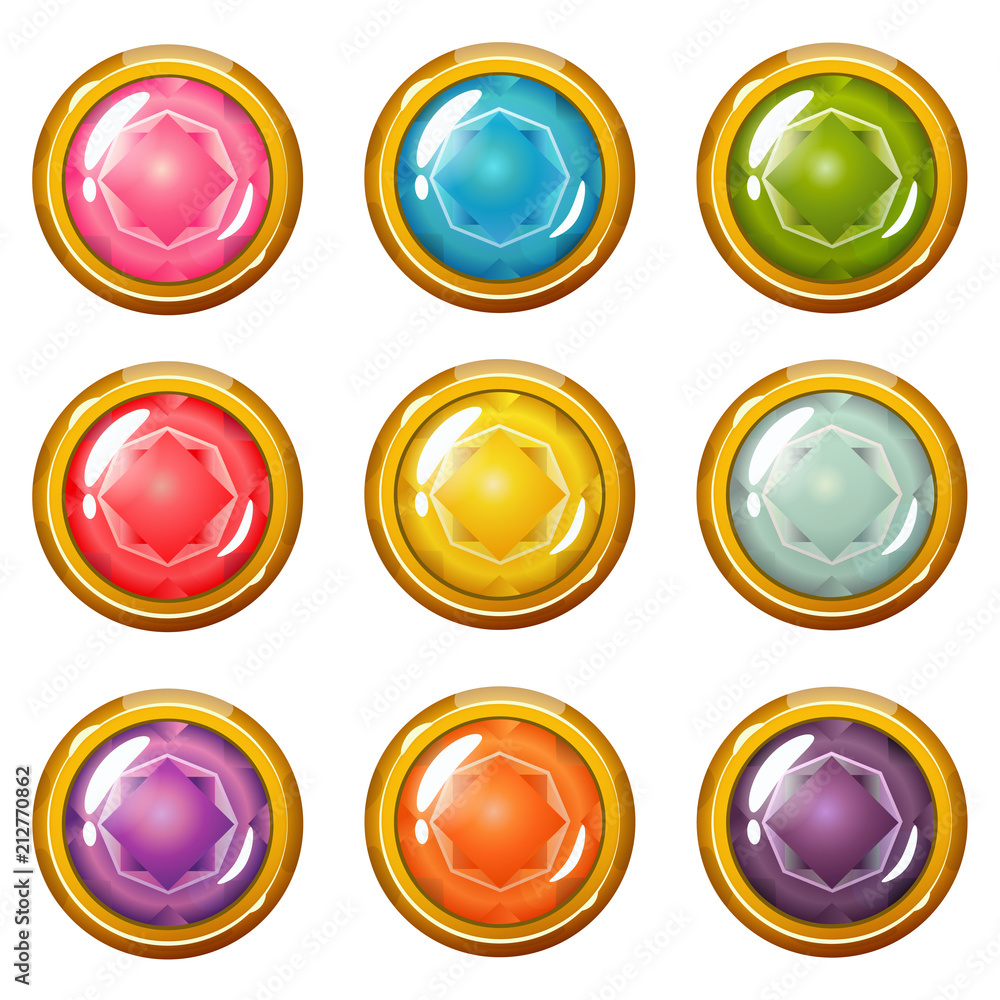 Set of Bright Golden-Plated Crystal Buttons Set of Bright Golden-Plated Crystal Buttons