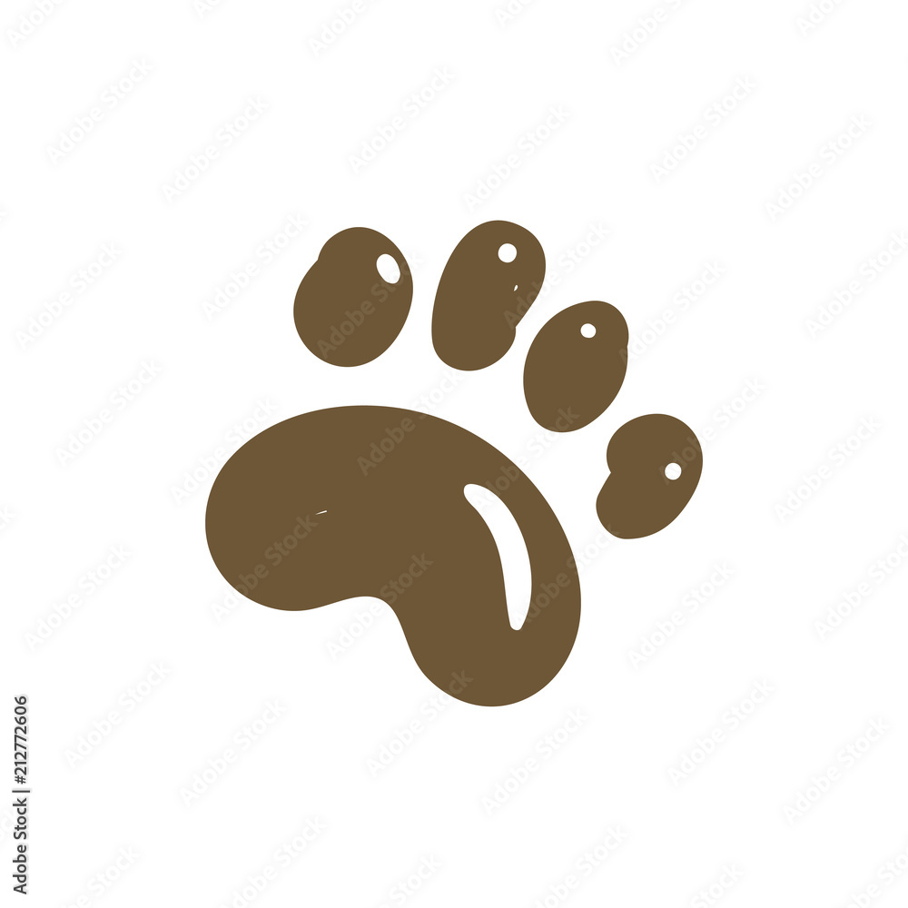Glossy hand drawn doodle of animal footprint, cartoon vector illustration.  Cute pet (dog or cat) imprint of paw. Veterinary logo design. Stock Vector  | Adobe Stock