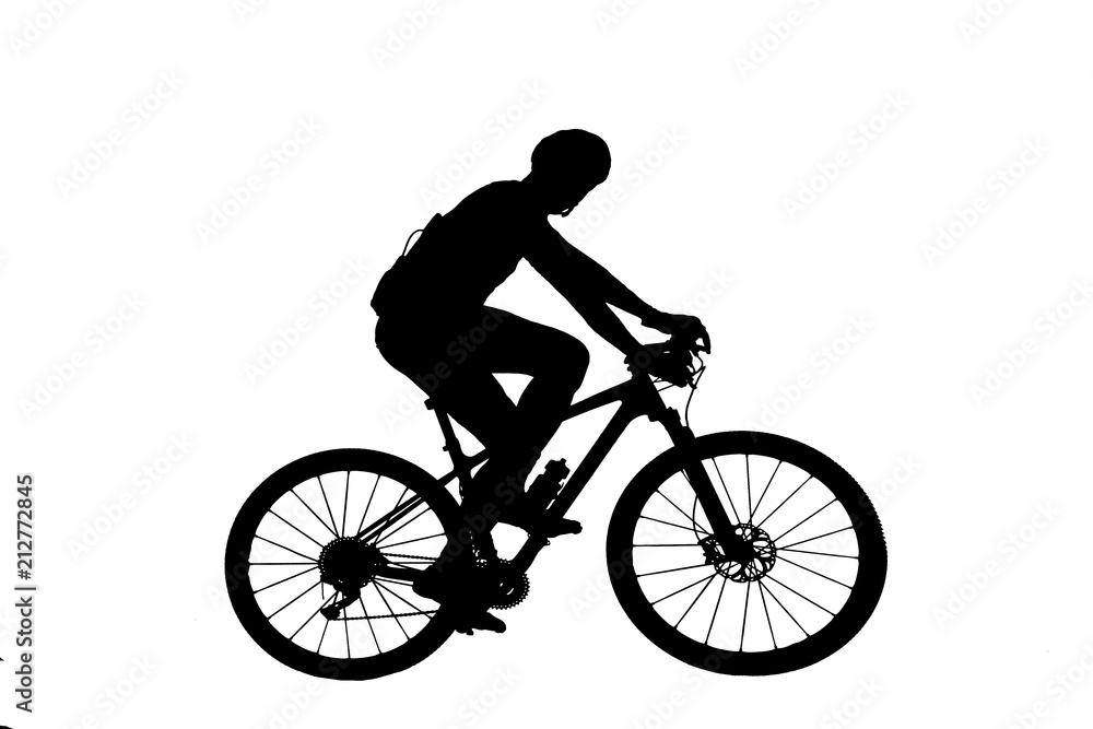 Obraz premium silhouette Sport man whit bike on white background
