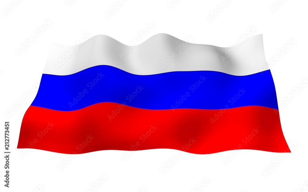 Fototapeta premium Waving flag of the Russian Federation. The National. State symbol of the Russia. 3D illustration