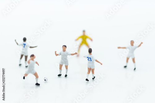 Miniature people   Football team image use for football of the year  world cup   sport concept.