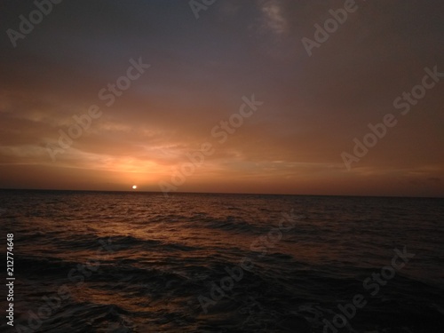 Sunset in Aguada Puerto Rico on Aguadillia Bay
