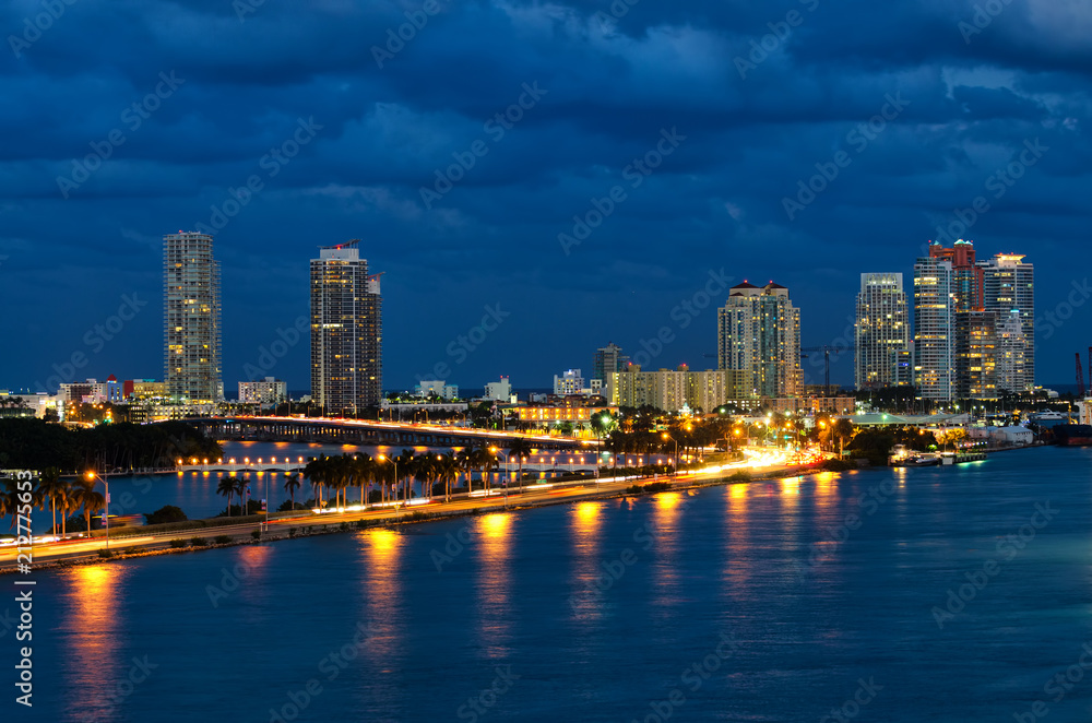 night in Miami Florida, USA