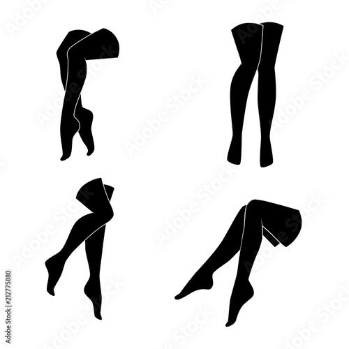 Woman legs poses collection. Vector art.