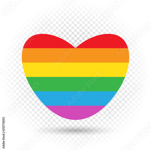 LGBT rainbow heart on white transparent background. Striped pride sign. Bisexual gay lesbian transsexual symbol. Love orientation lifestyle icon