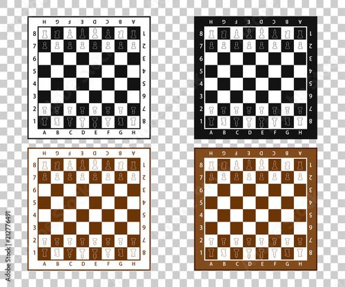 Chess pieces in flat style. Black and white chessboard with chess pieces. Vector illustration EPS10