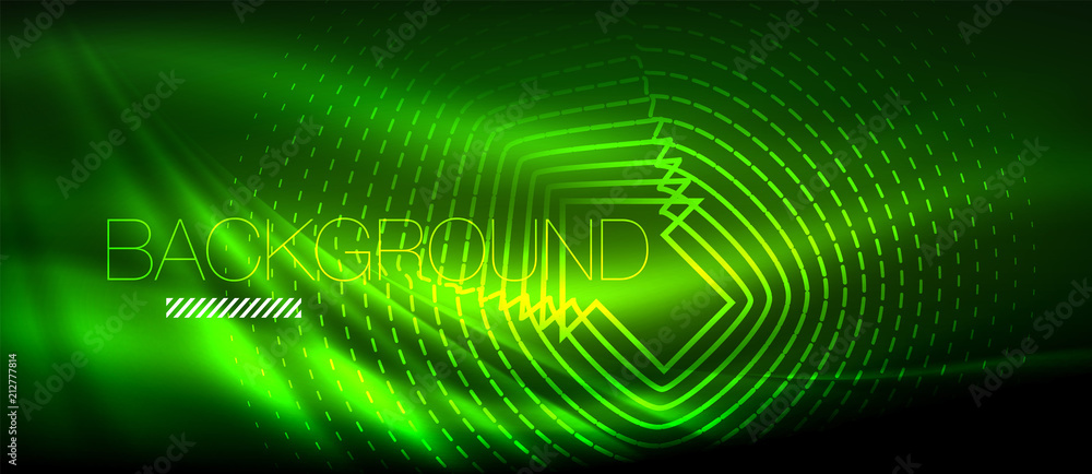 Neon glowing wave, magic energy and light motion background. Wallpaper template, hi-tech future concept Neon glowing wave, magic energy and light motion background. Wallpaper template, hi-tech future concept