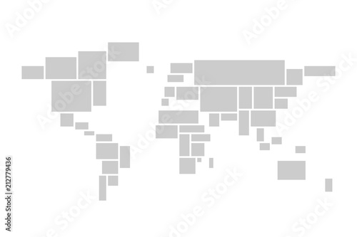 Photo frame collage theme in a shape of World map. Mood board mosaic. Vector template.
