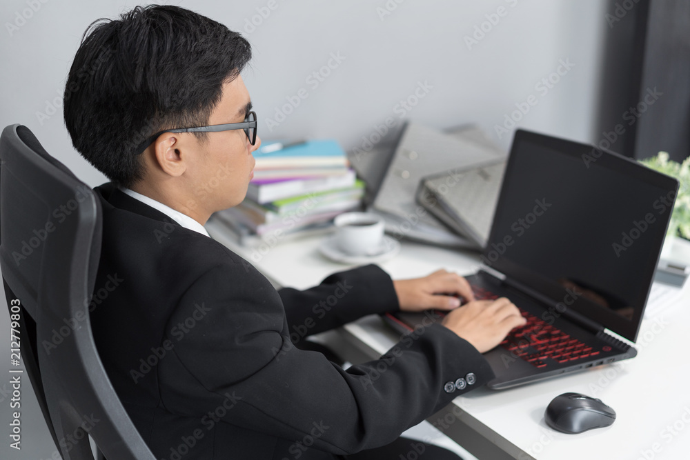 business man using laptop computer business man using laptop computer