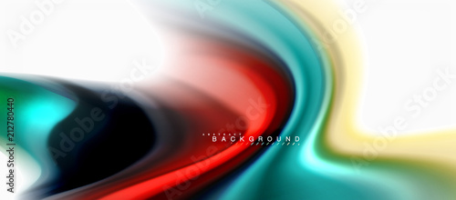 Fluid liquid mixing colors concept on light grey background, curve flow, trendy abstract layout template for business or technology presentation or web brochure cover, wallpaper