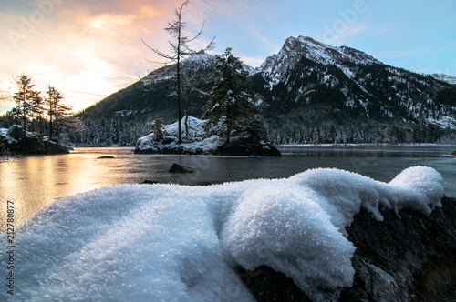 Gefrorender Hintersee, Ramsauer Ache, Berchtesgadener Land