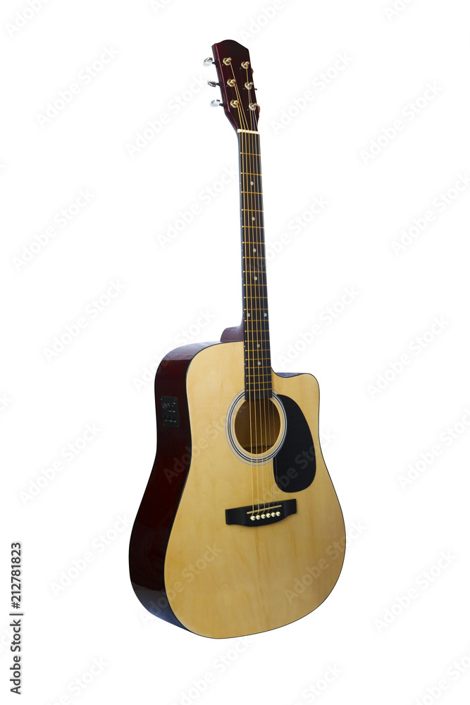 Fototapeta premium Electro Acoustic Guitar isolated on white background.