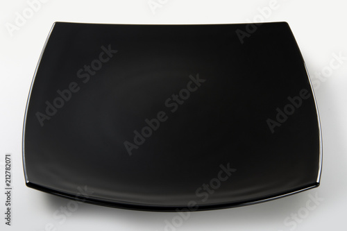 Elegant square black glossy plate