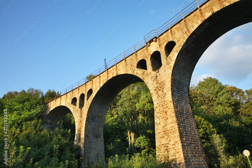 Railway viaduct in Lewin Klodzki. Lower Silesian voivodeship. Poland