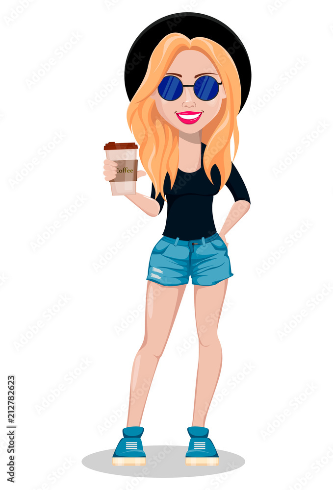 Fototapeta premium Hipster woman, beautiful young girl