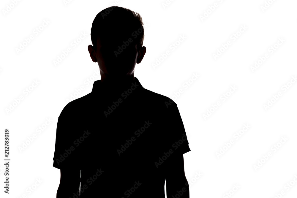 silhouette of an unrecognizable young man, teenager on a white isolated background silhouette of an unrecognizable young man, teenager on a white isolated background