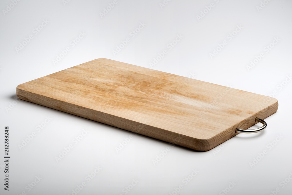 Isolated rectangular wooden chopping board