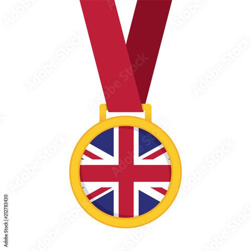 United Kingdom national flag gold first place winners medal.