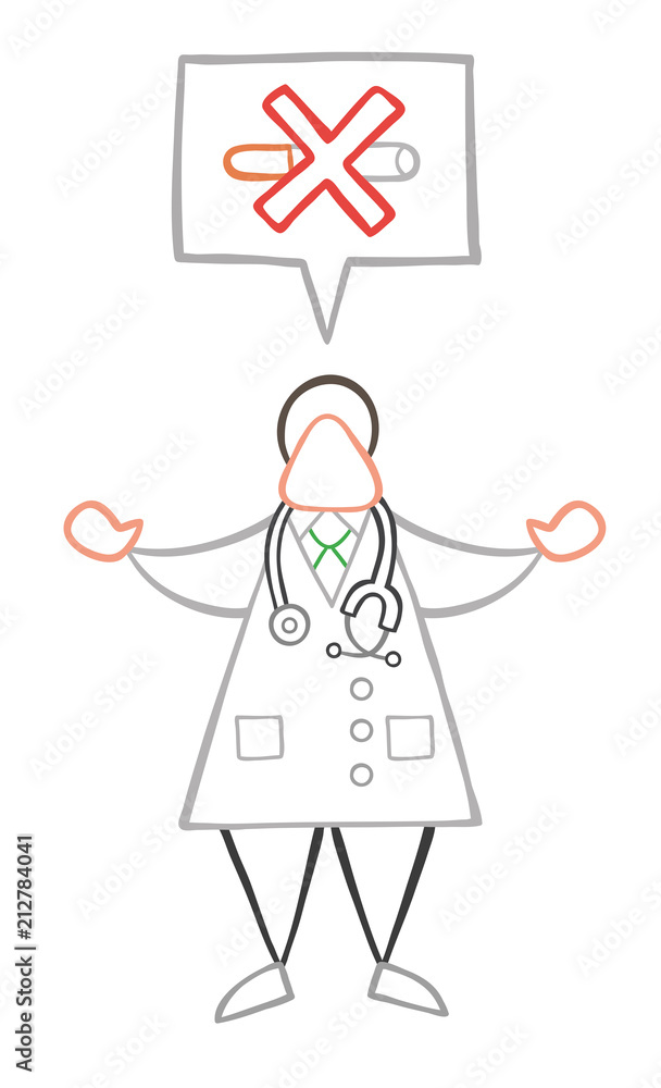 Vector cartoon doctor man with speech bubble and saying no smoking Vector cartoon doctor man with speech bubble and saying no smoking