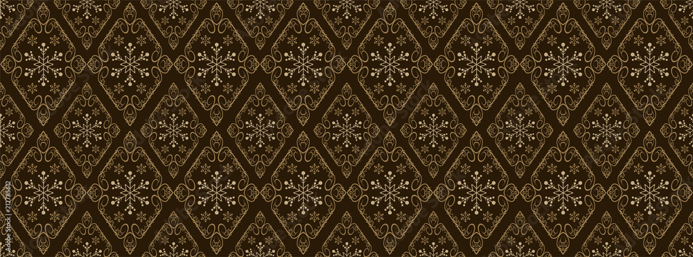 Seamless background with snowflakes. Gift wrapping for Christmas gifts. Dark color, vector illustration. Christmas background.
