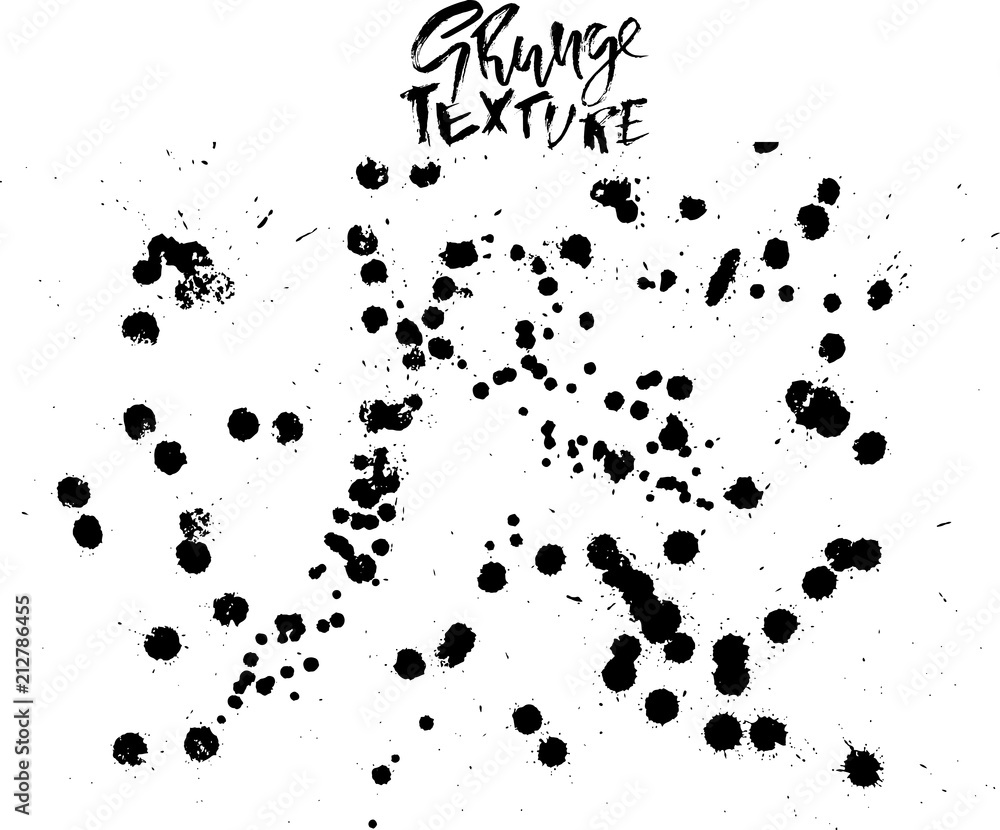 Handdrawn grunge texture. Abstract ink drops background. Black and white grunge illustration. Vector watercolor artwork pattern.