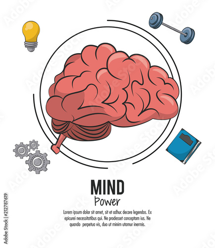 Mind power and brain template with information vector illustration graphic design