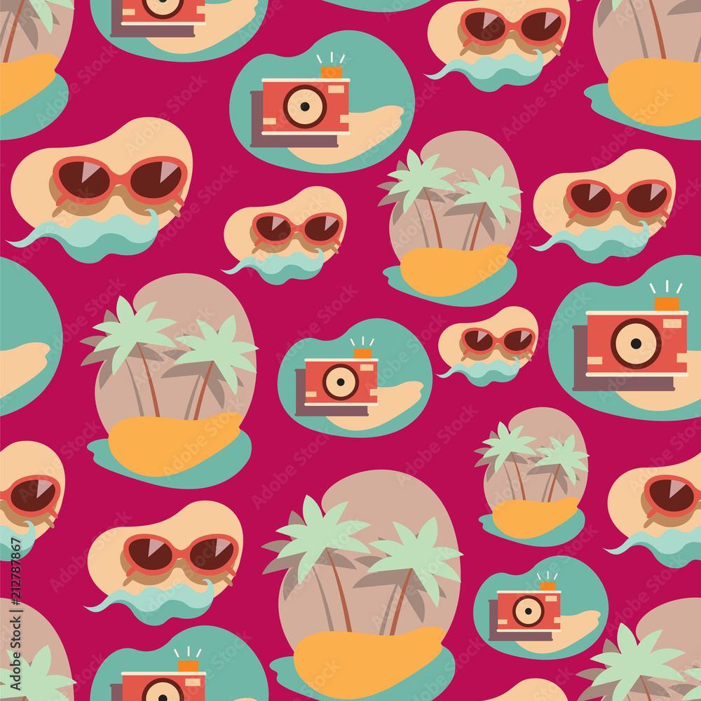 Obraz Seamless background pattern with summer elements