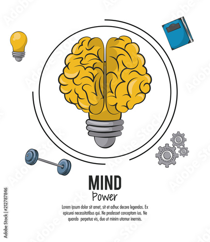 Mind power and brain template with information vector illustration graphic design