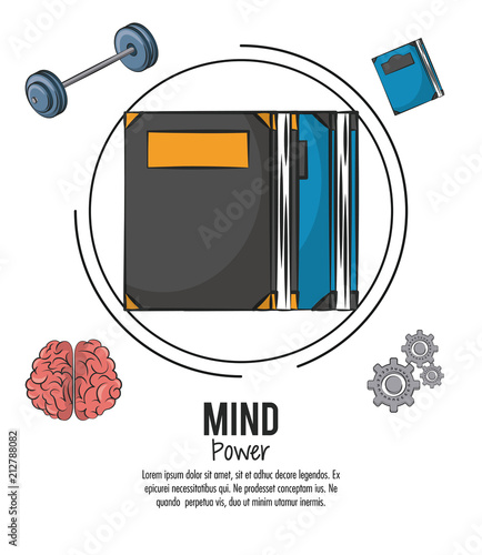 Mind power and brain template with information vector illustration graphic design