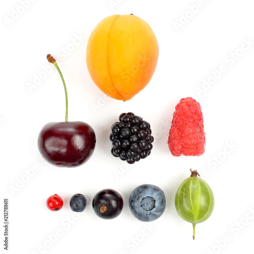 Fototapeta Naklejka Na Ścianę i Meble -  different juicy berries on a white background