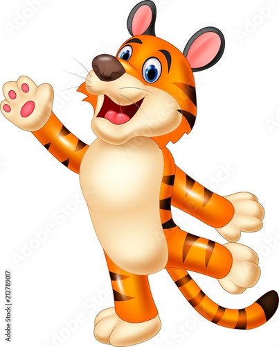 Fototapeta Naklejka Na Ścianę i Meble -  Happy cartoon tiger posing