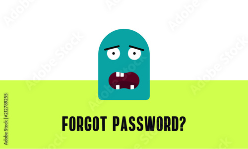 Forgot Password. Flat Style Vector Illustration UI UX Design with Text Box and Password Reset Button. Vector Illustration of lost character.