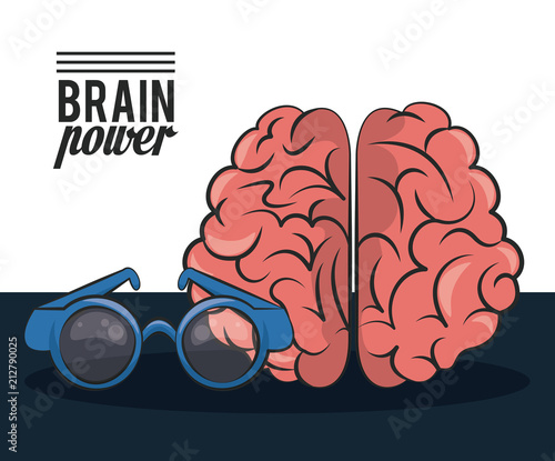 Brain power and glasses card vector illustration graphic design