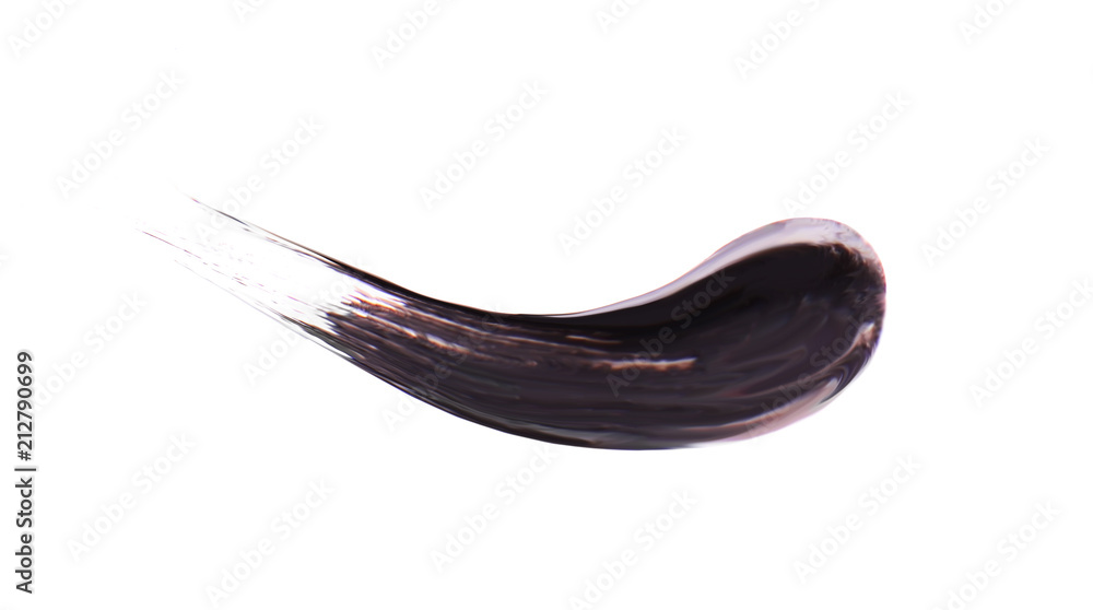 Fototapeta premium Black stroke of mascara on a white background. Texture of black mascara for eyelashes isolatedon white. Smear of black mascara for eyelashes. Black mascara or paint smears