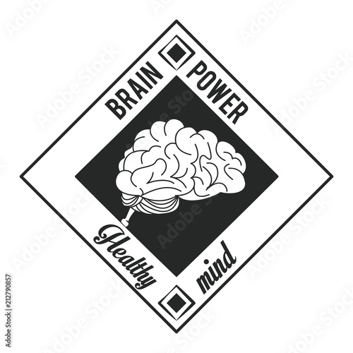 Brain power healthy mind label emblem vector illustration graphic design
