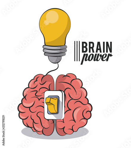 Brain power with light bulb vector illustration graphic design