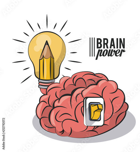 Brain power and light bulb vector illustration graphic design