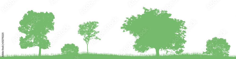 Seamless vector landscape with green deciduous trees and bushes. Seamless vector landscape with green deciduous trees and bushes.