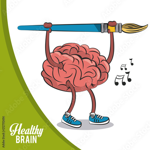 Healthy brain concept with paint brush vector illustration graphic design