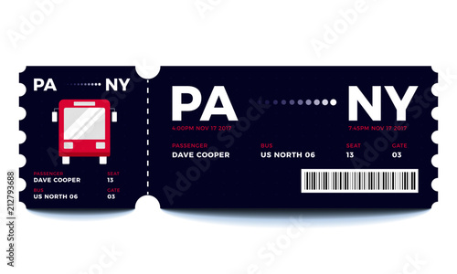 Bus entrance vector tickets templates. Ticket for travelling in bus Modern elegant illustration template of Ticket Card. Bus Pass design