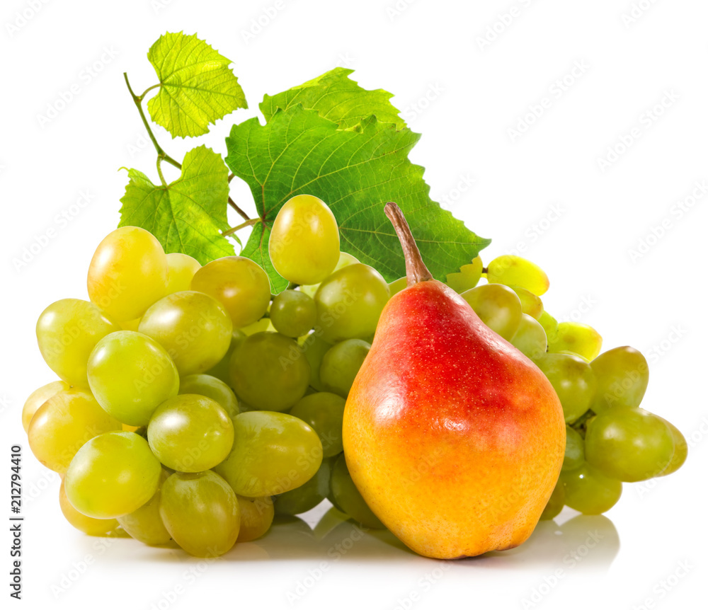 isolated image of grapes and pears closeup isolated image of grapes and pears closeup