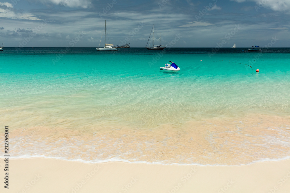 Jet ski on tropical beach in Barbados