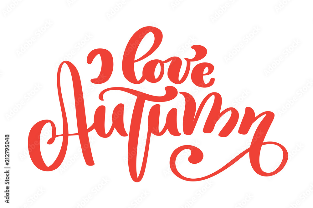 I love autumn hand lettering phrase on orange Vector Illustration t-shirt or postcard print design, vector calligraphy text design templates, Isolated on white background I love autumn hand lettering phrase on orange Vector Illustration t-shirt or postcard print design, vector calligraphy text design templates, Isolated on white background