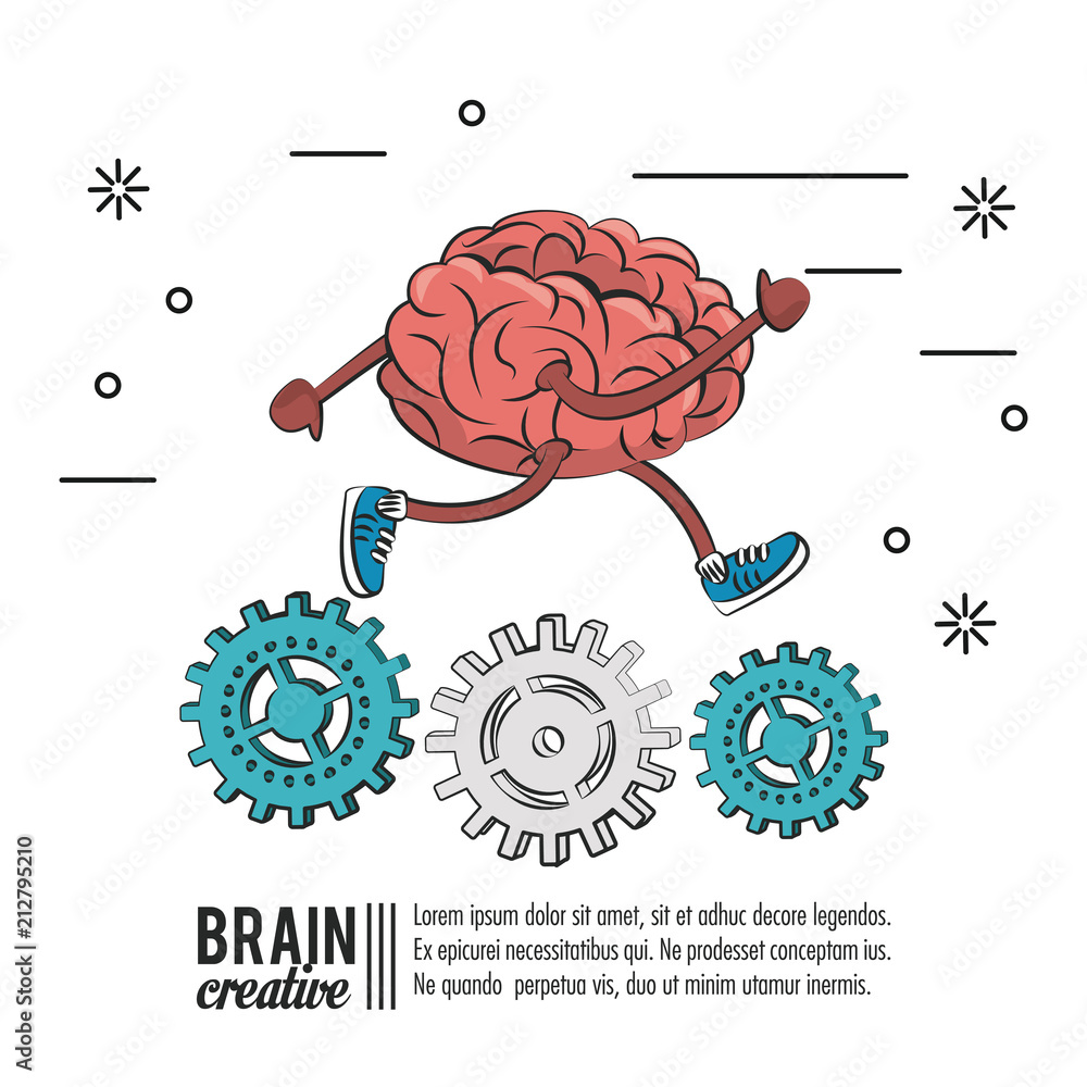 Brain creative poster with information vector illustration graphic design Brain creative poster with information vector illustration graphic design