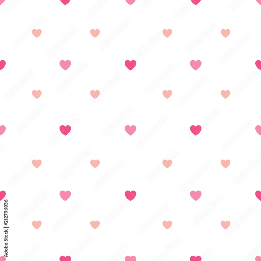 Vector seamless pattern. Simple repeating texture with hearts.