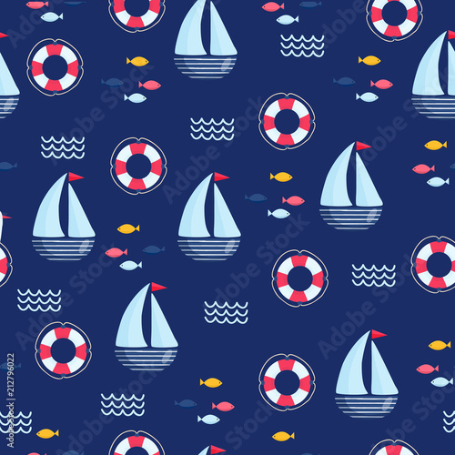 Nautical seamless vector pattern