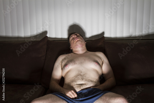 fat man has fallen asleep