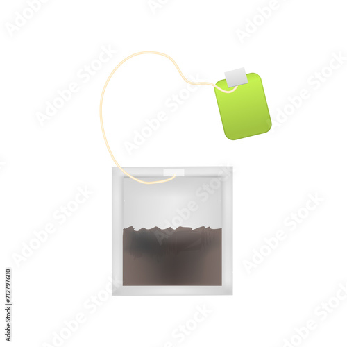 Realistic Detailed 3d Tea Bag Set. Vector