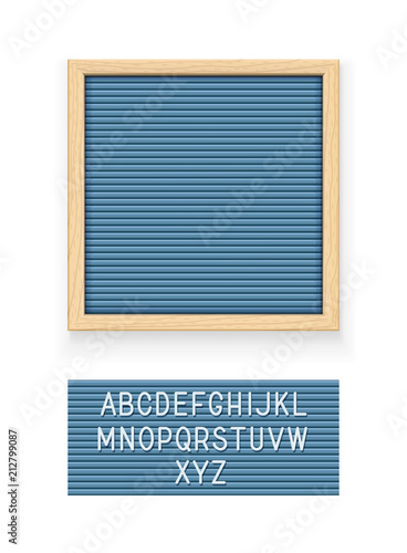 Blue letter board. Letterboard for note. Plate message. Office